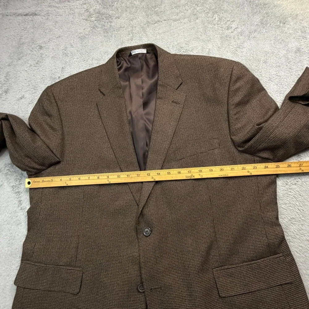 Joseph & Feiss Mens Brown Micro Check Sport Coat Blazer 48R RN 121404